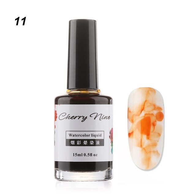 Colorful Watercolor Ink Nail
