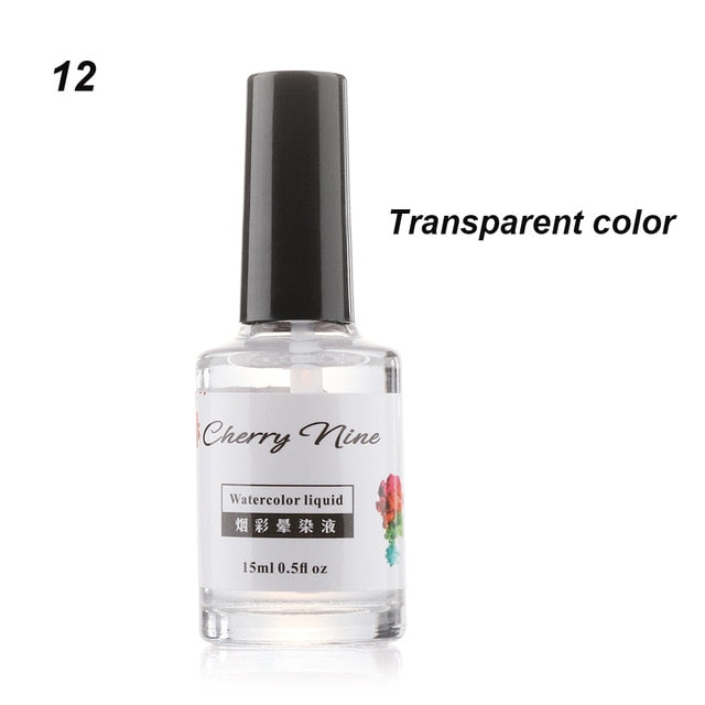 Colorful Watercolor Ink Nail