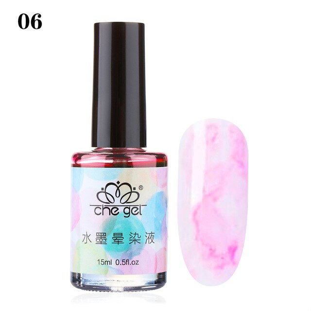 Colorful Watercolor Ink Nail