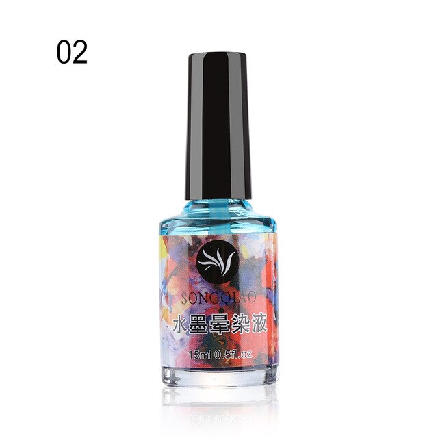 Colorful Watercolor Ink Nail