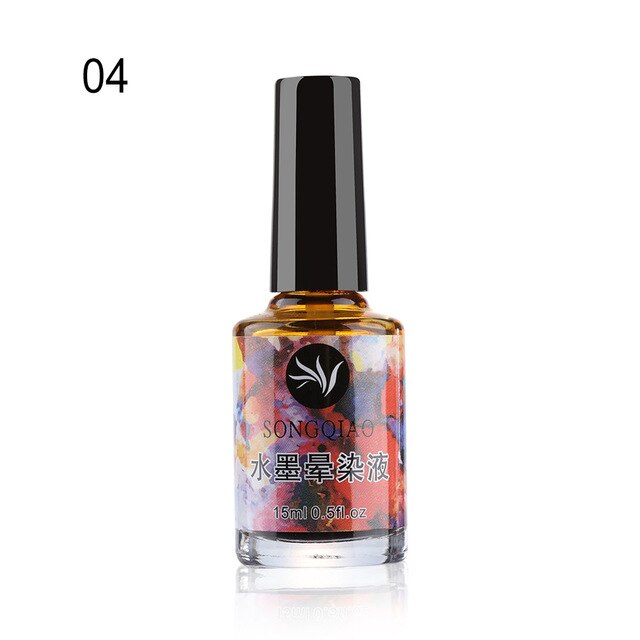 Colorful Watercolor Ink Nail