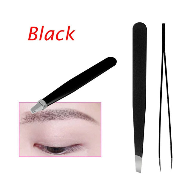 Stainless Steel Black Eyebrow Tweezer