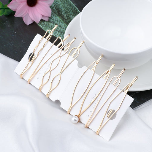 Korea Simple Metal Pearls Hair Clips