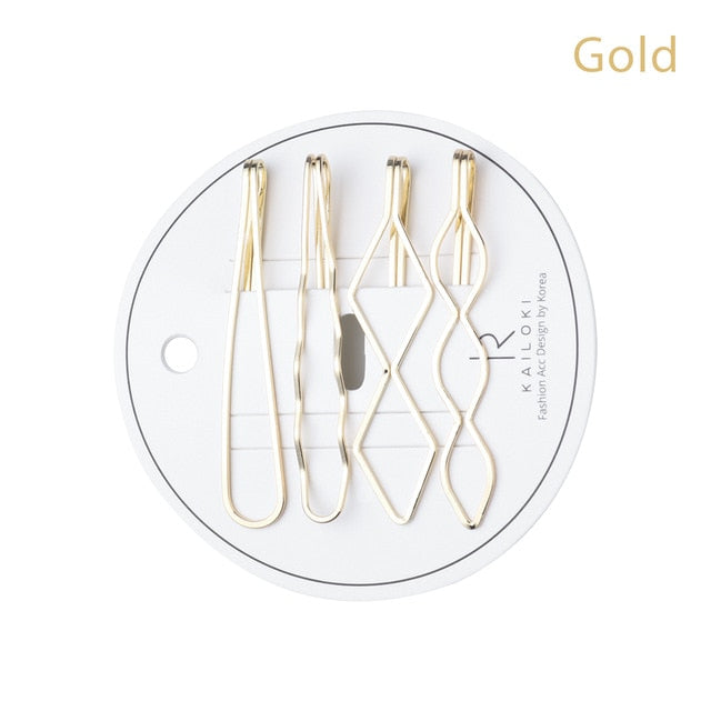 Korea Simple Metal Pearls Hair Clips