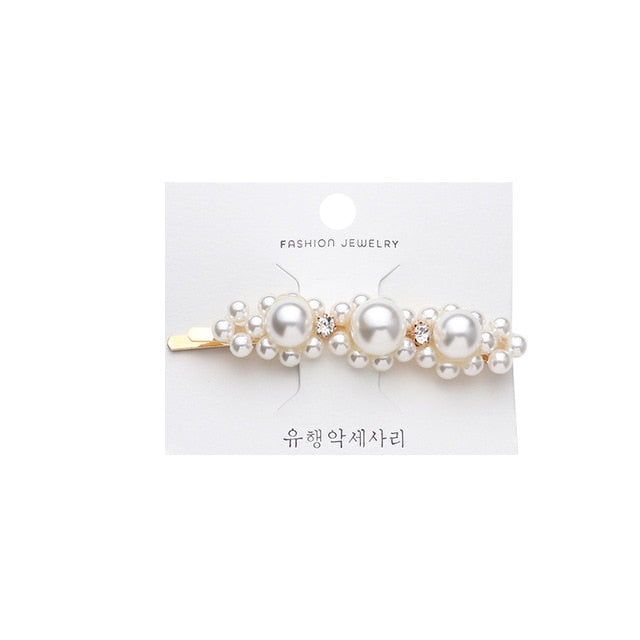 Women Elegant Pearl Crystal Hair Clips
