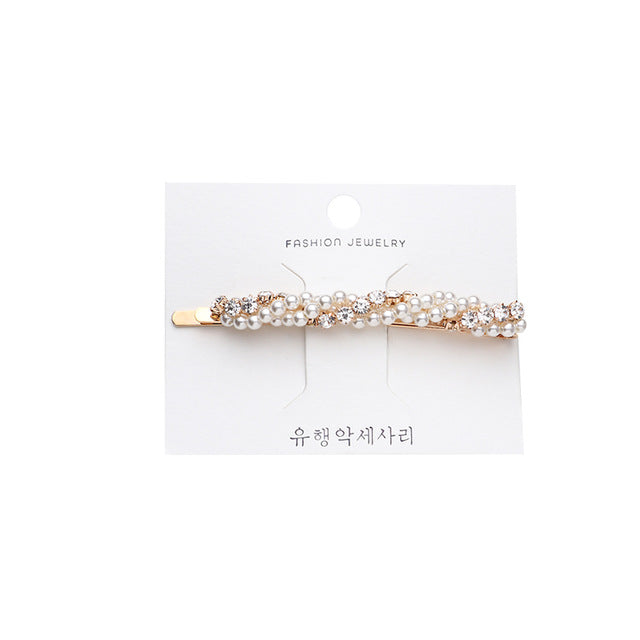 Women Elegant Pearl Crystal Hair Clips