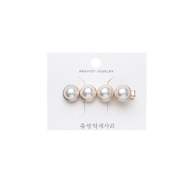 Women Elegant Pearl Crystal Hair Clips